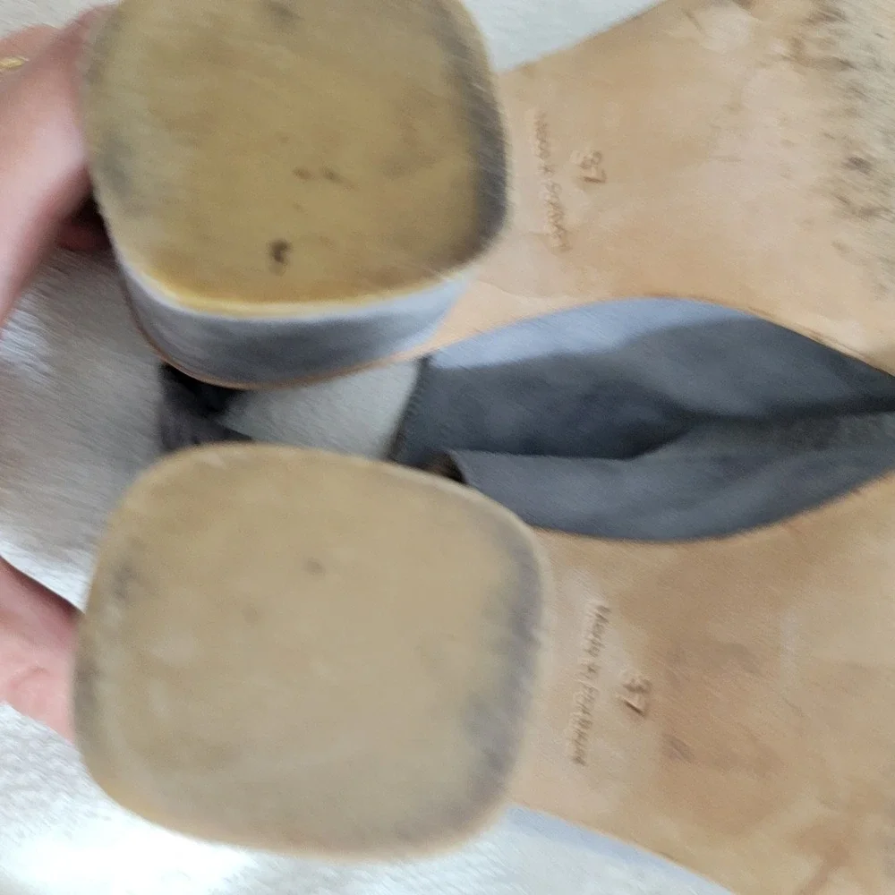 COS Gray Suede Slingback Block Heel Pumps Portugal EUR 37 US 7 Minimalist